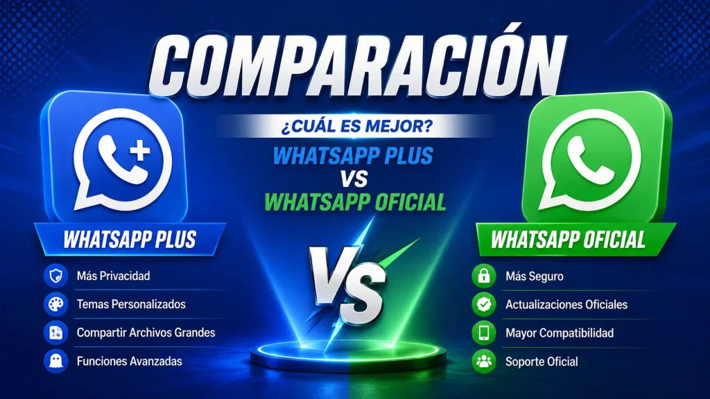 Comparacion WhatsApp Plus vs Official